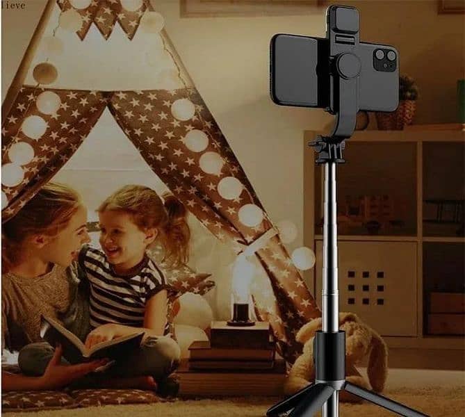 3 In One Selfie Stick Tripod With Flash Light 1