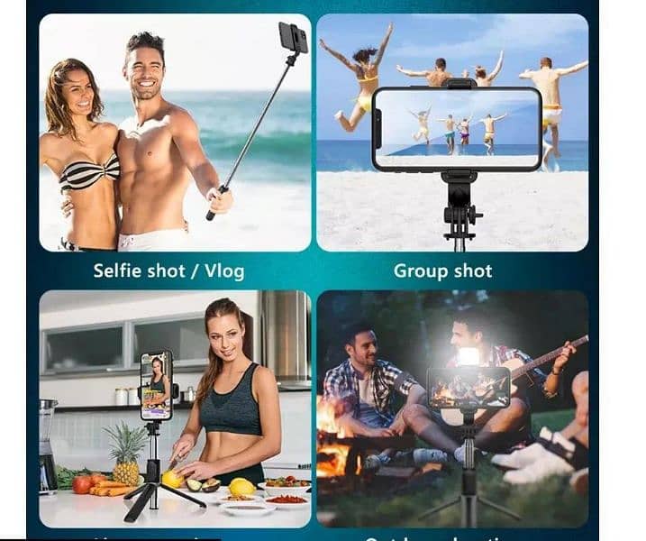 3 In One Selfie Stick Tripod With Flash Light 2
