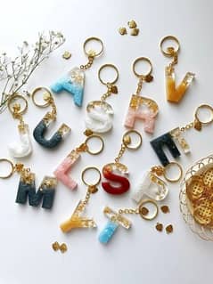 Resin beautiful alphabetic keychain