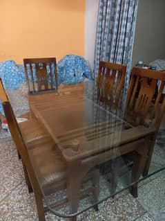 Glass Dining Table with Wooden Chairs 0