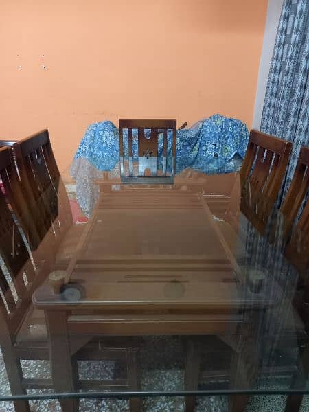 Glass Dining Table with Wooden Chairs 3