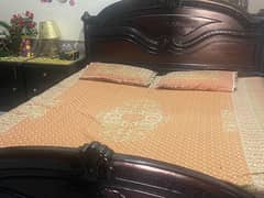 king size wooden bed with side tables and dressing urgent for sale