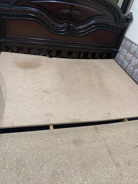 king size wooden bed with side tables and dressing urgent for sale 4