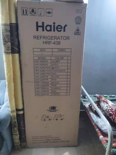 Haier Refrigerator HRF438EPBW Black Glass Door 18" CB 1
