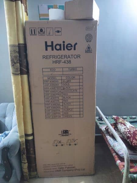 Haier Refrigerator HRF438EPBW Black Glass Door 18" CB 2