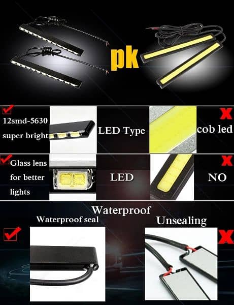 Car Styling Daytime Running Lights 2pcs SMD 7030 12 LEDs Waterproof 1