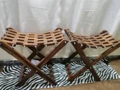 2 WODDEN FOLDING CHAIRS + 2 WODDEN FOLDING STOOLS + ONE DESIGNED TABLE 0
