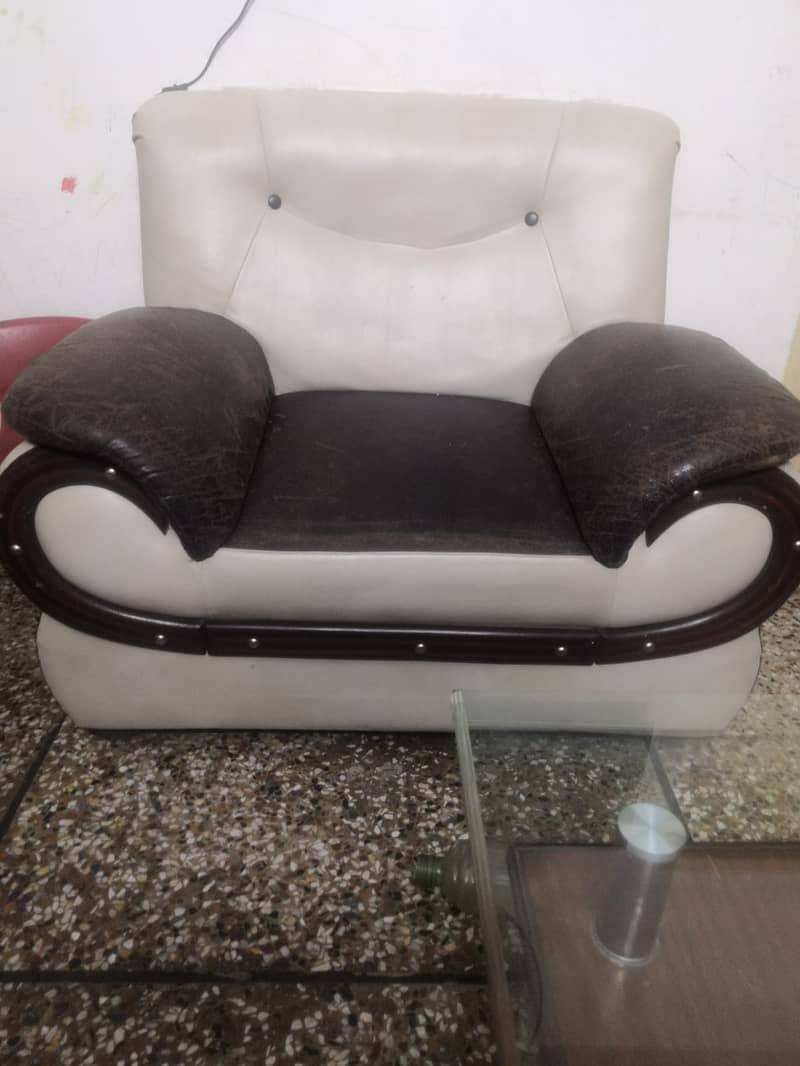 5 seater sofa set and Wooden glass table 1