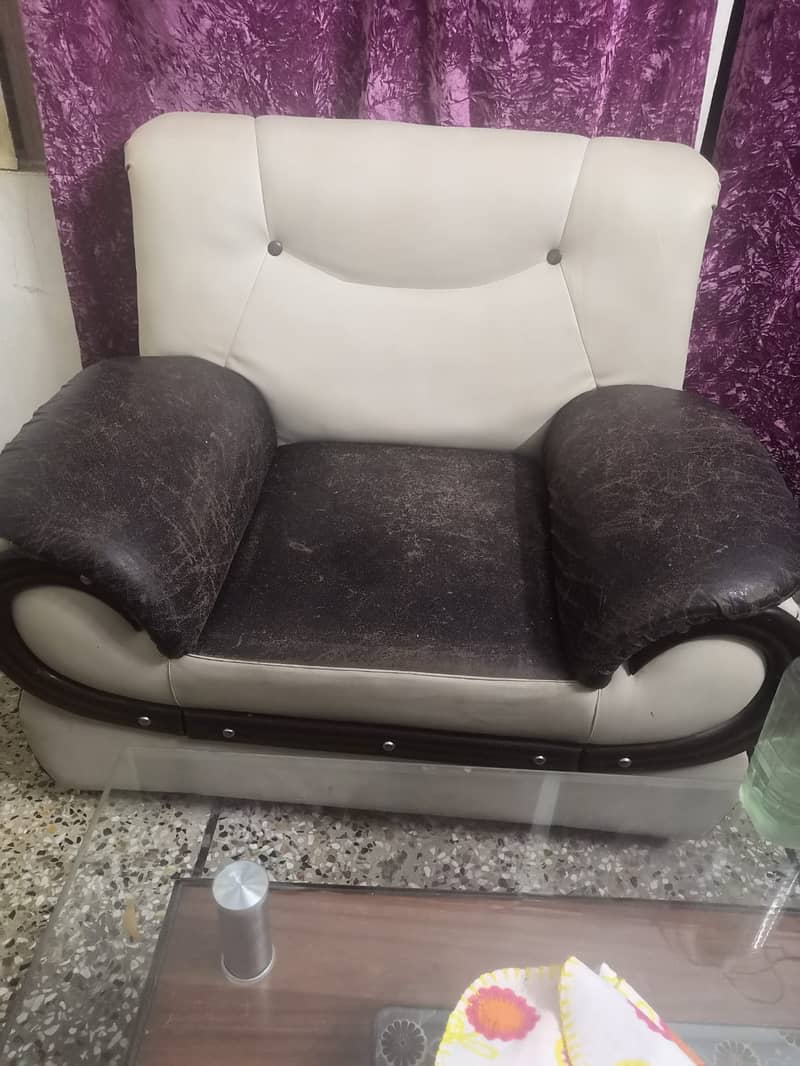 5 seater sofa set and Wooden glass table 3