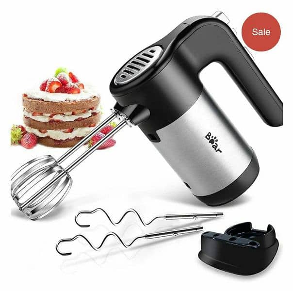 Bear 2in1 Classic Stand & Hand Mixer 5-Speed QuickBurst with Bowl Rest 5