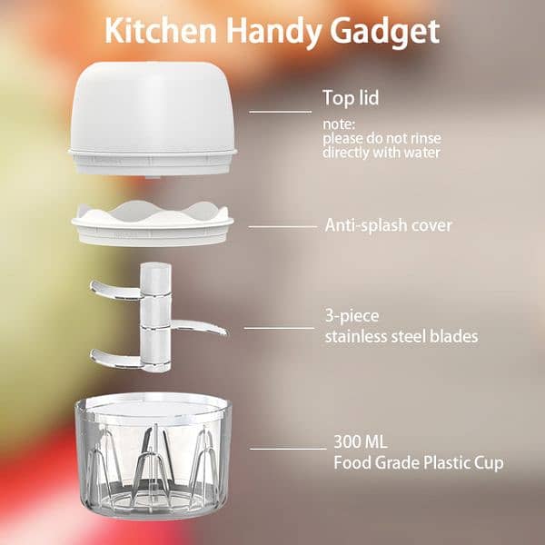 Electric Vegetables Chopper Meat  Garlic Onion Masher For Kitchen 4