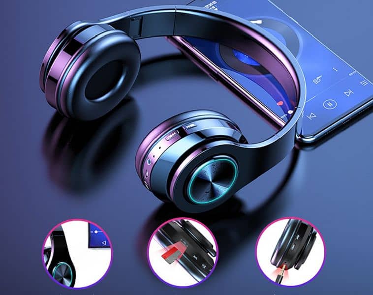 B39  led wireless Bluetooth headphones with mic  folding compact 3