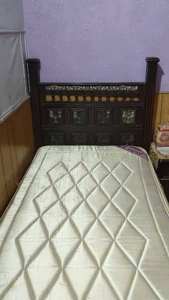 2 Single Beds (Chinioti) with Molty Spring Matress and center table 1