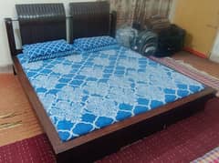 Wooden Double Bed King Size and side tables 0