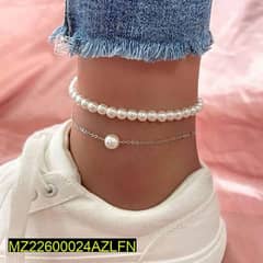 2pc Alloy silver pearl stones Anklet ,  DM for order 0