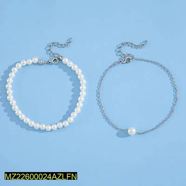 2pc Alloy silver pearl stones Anklet ,  DM for order 1