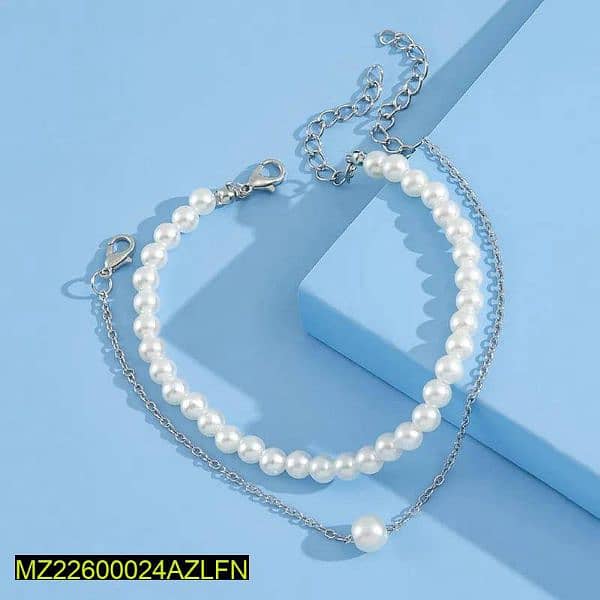 2pc Alloy silver pearl stones Anklet ,  DM for order 2