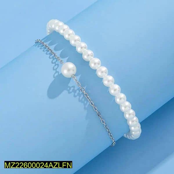 2pc Alloy silver pearl stones Anklet ,  DM for order 3