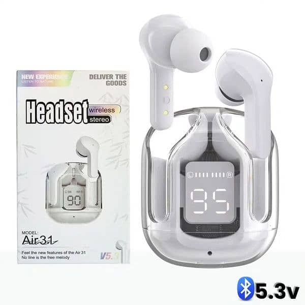 Air 31 Earbuds Wireless Crystal Transparent Body 3