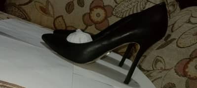 Women black leather shoes stiletto heel pumps size 39 0