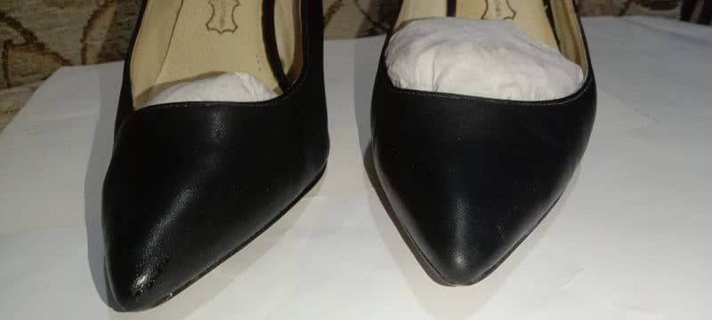 Women black leather shoes stiletto heel pumps size 39 1
