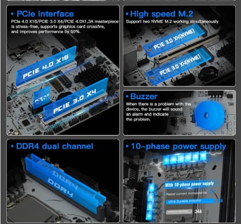 i3 12100F Machinist B660 Gaming Combo 8GB Ram and 128GB Nvme 3