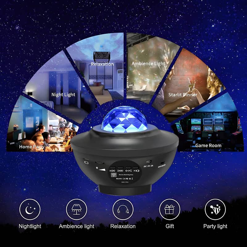 Compact Multi-Functional LED Galaxy Projector Light With Built-In Blue 11