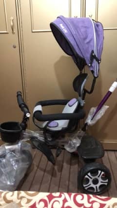 Purple kids stroller + Tricylce 0