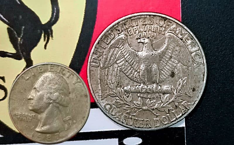 1987 Washington P Quarter Error In L Being Low , quarter dollar coin 1
