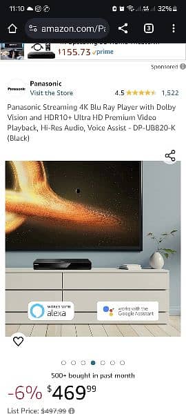 Panasonic UB820 4K BluRay Player Blu-Ray Player Dolby Vision & HDR10+ 3