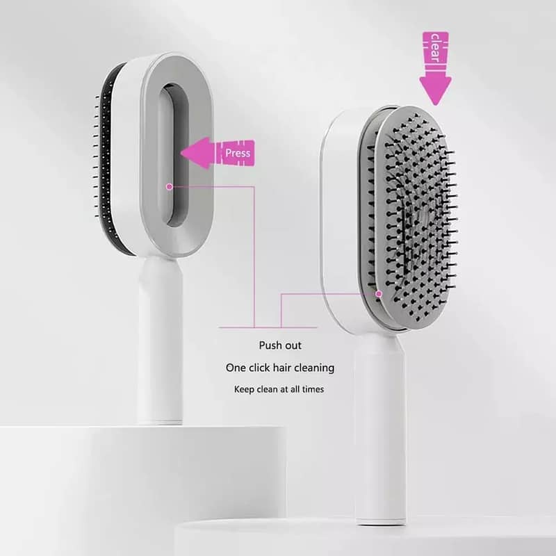 Self Cleaning Hair Brush Women One-Key Cleaning Hair (Rs 149 Delivery) 4