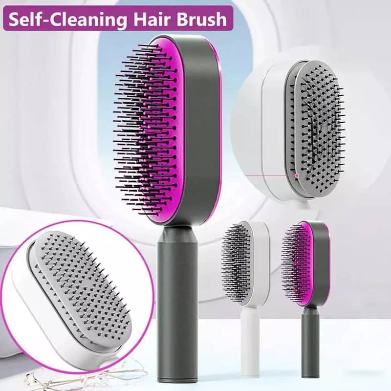 Self Cleaning Hair Brush Women One-Key Cleaning Hair (Rs 149 Delivery) 9