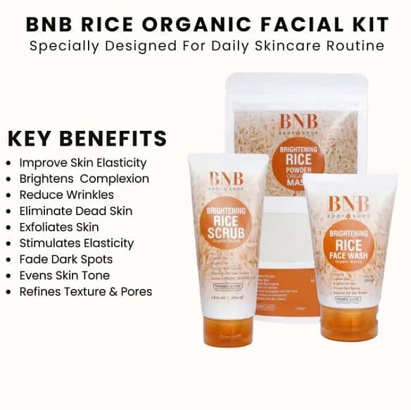 Bnb Whitening Rice Organic Glow Kit | Organic Rice Facial Skin Care Ki 2