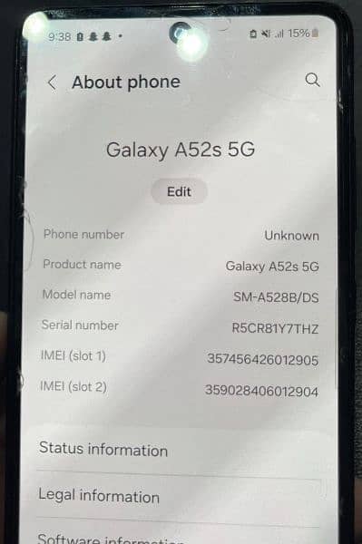 SVMSUNG A52s 5g (6/128)  without box 10/8 2 month sim time in use 7