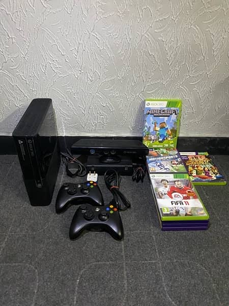 Xbox 360 with Kinect and 11 cds 1