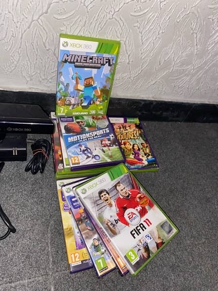 Xbox 360 with Kinect and 11 cds 3