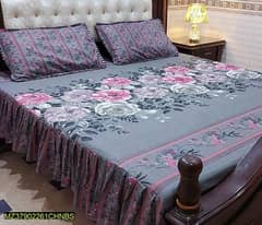 3 Pcs Cotton Salonica double bed sheet delivery all Pakistan