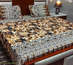3 Pcs crystal cotton printed double bed sheet delivery all Pakistan