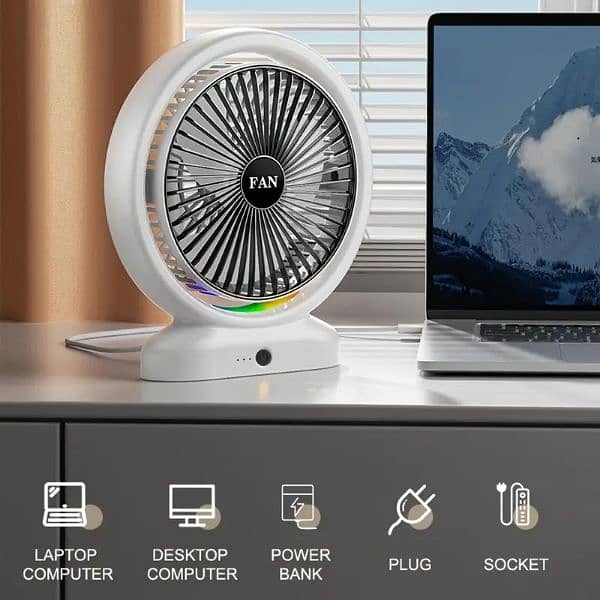 Charging Fan Portible USB Desk Fan Table Fan with Strong Airflow (COD) 1