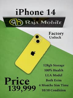 iphone 14 Factory Unlocked LLA Model 128gb 100% Battery Health