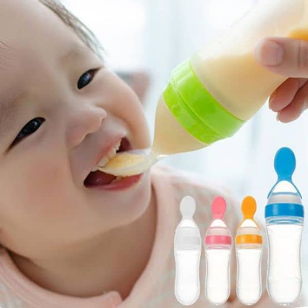 Baby Silicone Squeeze Feeder With Spoon 1