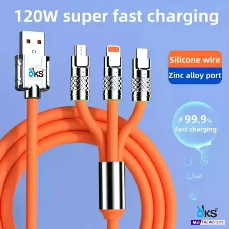 3-in-1 Fast Charger - iPhone, Samsung - 120W - Type C/Micro USB 7