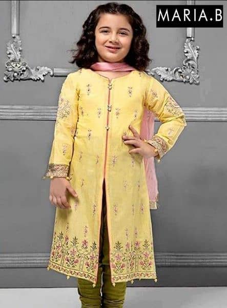 3 pcs girls unstitched embroidered suit 1