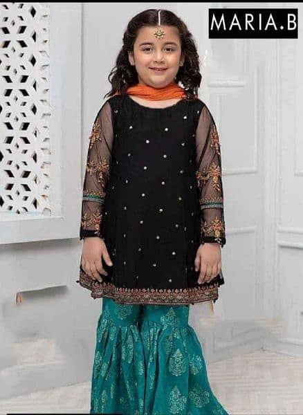 3 pcs girls unstitched embroidered suit 2