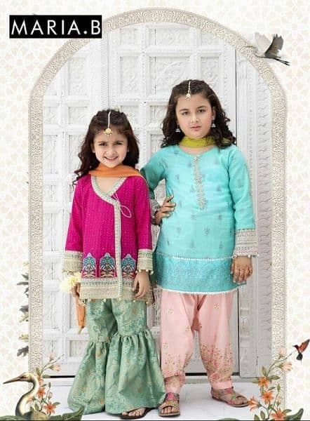 3 pcs girls unstitched embroidered suit 4