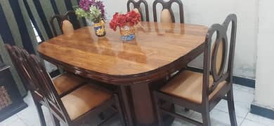6chairs chnioty heavy wooden dinning with double poshish chairs in
