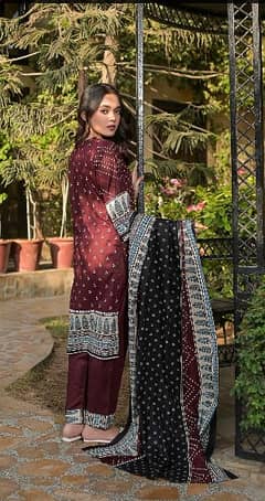 3 piece lawn suit with digital printed shirt