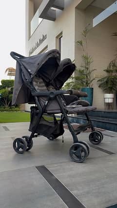 Joie Aire Twin Liquorice Baby Jogging Stroller Black