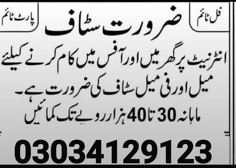 online job offer for male, female and students 0