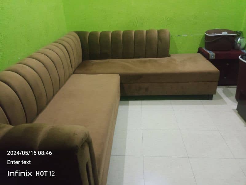 L shape new condition sofa set newly purchased 2